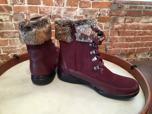 Clarks burgunderrot Leder & Kunstfellbesatz Kearns Ramsey Stiefeletten 6,5 NEU - Bild 3 von 4