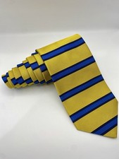 Brooks Brothers Gold/Blue Striped Repp preowned 100 silk made in the USA