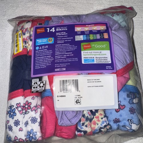 HANES Big Kid Girls Pack of 14 Tagless Hipster Underwear Size 16 NIP - Picture 3 of 4