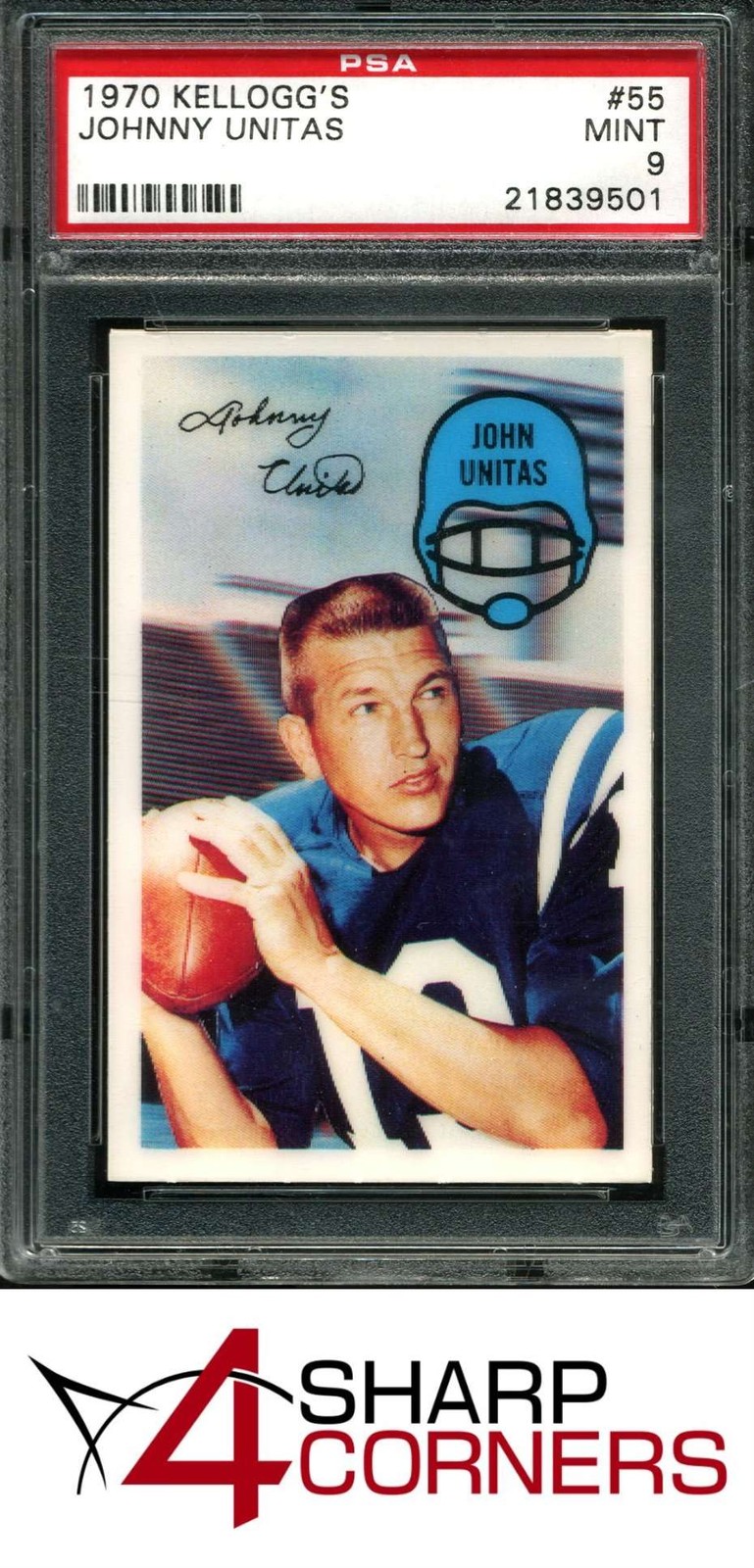 1970 KELLOGG'S #55 JOHN JOHNNY UNITAS COLTS HOF PSA 9