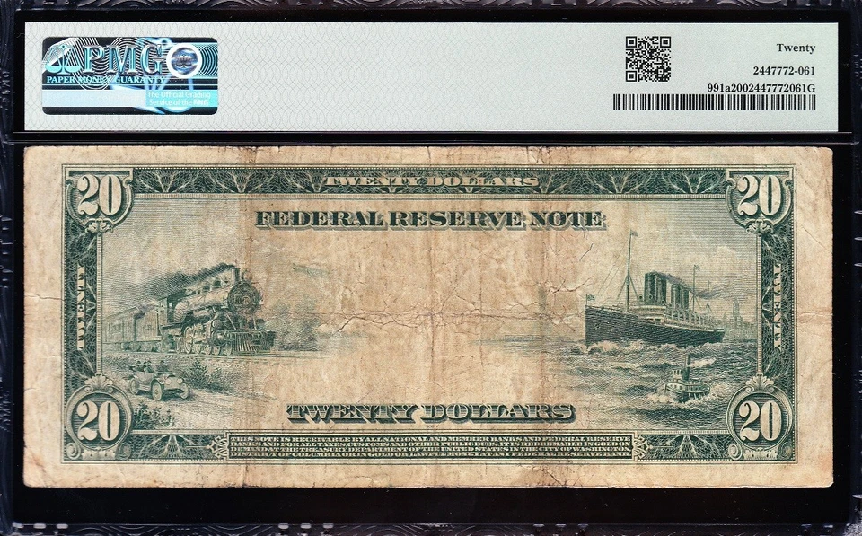 VERY NICE Bold & Crisp VF 1914 $20 CHICAGO Federal Reserve Note! PMG 20! 96557A - Image 3 of 3