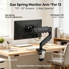Single Monitor Arm Desk Mount 13"-32" Screens Stand Bracket with Clamp UK