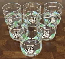MCM Libbey Southwest Desert Wolf Lowball Cocktail Glasses - Set of 6