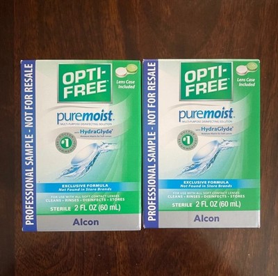OPTI-FREE Pure Moist Multi-Purpose Solution HydraGlyde 1 case 2oz Trial LOT of 2