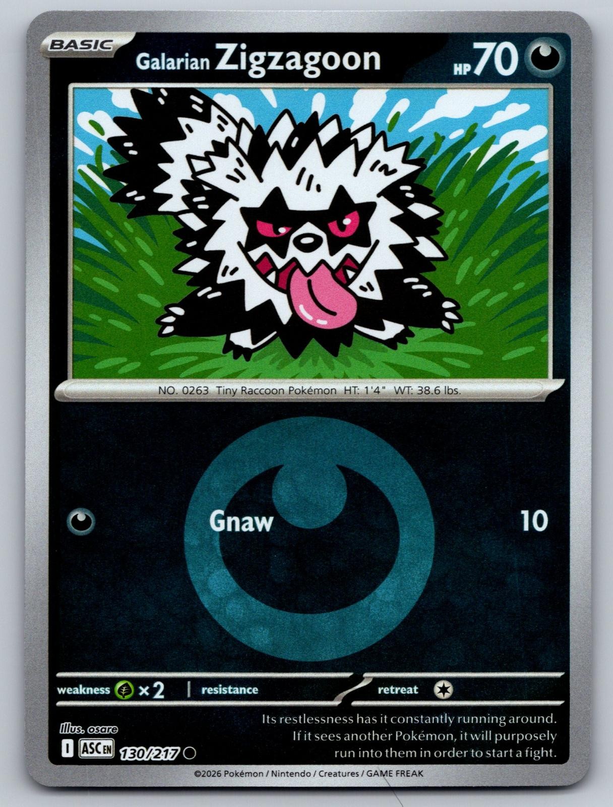 Galarian Zigzagoon (Energy Symbol Pattern) 130/217 Ascended Heroes Pokemon NM