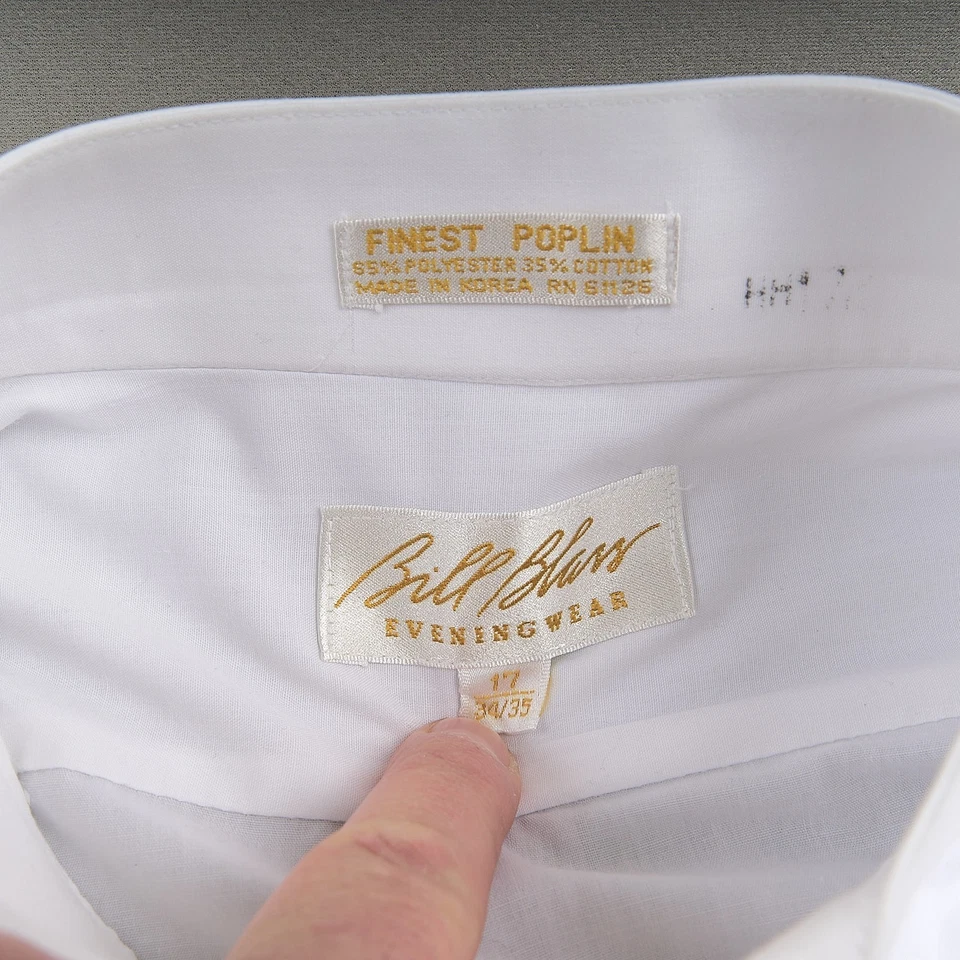 Camisa Esmoquin Bill Blass Popelina Blanca De Colección Para Hombre’s 17 34/35 Ropa Formal de Noche Foto 4 de 4
