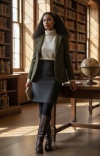 Eileen Fisher Gray Merino Wool Knit Midi Skirt Heritage Work Wear Quiet Luxury
