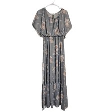 Candi Jones Maxi Dress Floral 70s 80s Party Flutter Sleeve Sz M Cottagecore Vtg