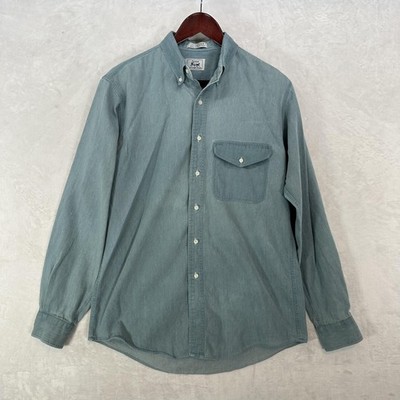 Vintage Arrow Shirt Mens M Blue Cotton Denim Button Down Carriage Trade 80s