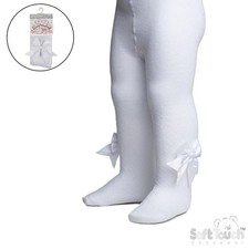Baby Girl Satin Bow Tights White Pink Red Fancy Party Occasion Tights 0-24 Month