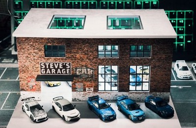 More Art Diorama 1/64 Diecast Garage Modell LED Modellauto Display Case Szene DE
