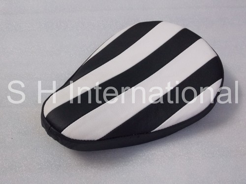 Solo Seat & Pillion Tuck & Roll Pad Leather Black Vert RIB Chopper Harley Bobber - Picture 8 of 9
