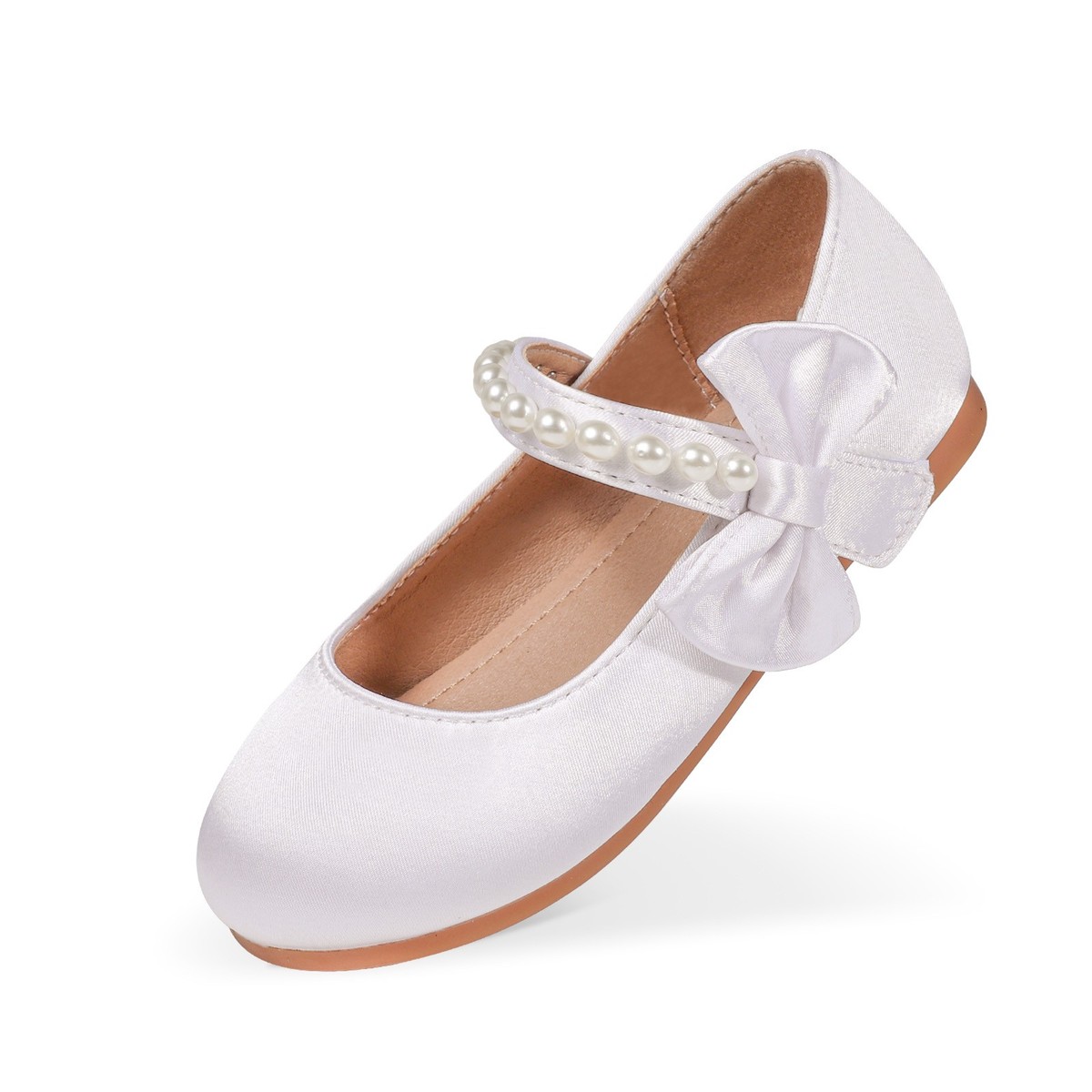 Kids Girls Satin Dress Shoes Mary Jane Princess Ballet Flats For