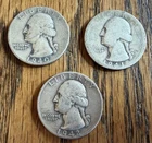 1940 P - 1942 P  WASHINGTON QUARTERS TRIO - 90% SILVER - NICE DETAIL - ESTATE #2
