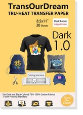 TransOurDream Tru-Heat Transfer Paper for Inkjet Printer 30 30 Sheets, Dark