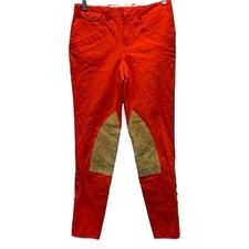 Ralph Lauren Sport Jodhpur Pants Orange Equestrian Knee Patch Riding Breeches 4