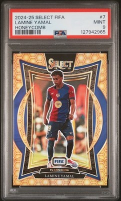 2024-25 Panini Select FIFA Lamine Yamal #7 Honeycomb SSP PSA 9