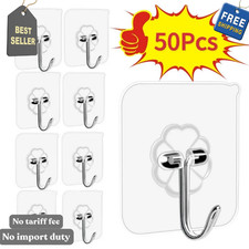 20-50pcs Adhesive Sticky Hooks Heavy Duty Clear Wall Seamless Hooks Hangers US