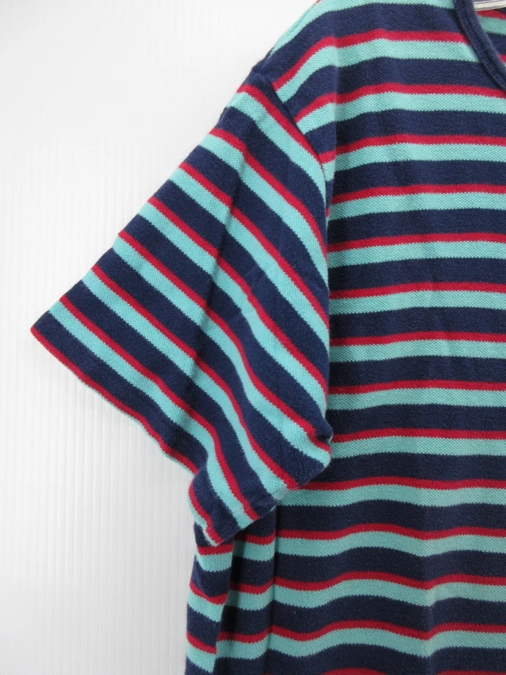 Camiseta Pullover Vintage J Crew Hombres Grande Azul Remero Rayas Años 90 Hecha en EE. UU. Foto 3 de 4