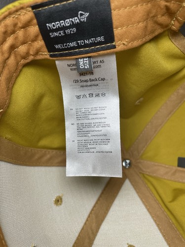 Norrona Snapback Hat/Cap Logo Adjust One Size Hiking Travel 5502 Golden Yellow! - Picture 16 of 19