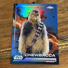 Chewbacca 2024 Topps Chrome Star Wars BLUE 75/150 Refractor Card 107