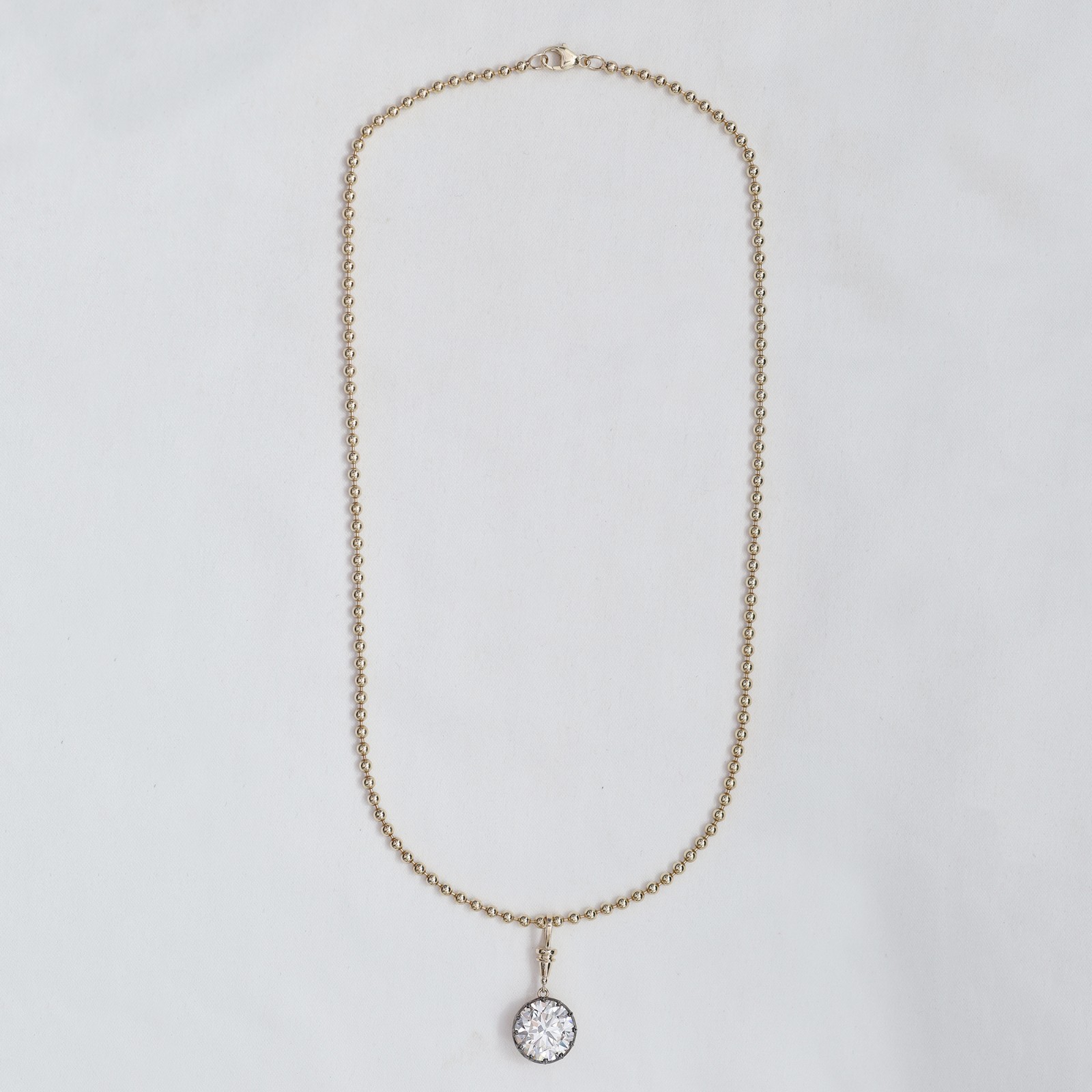 5 Ct Round Cut Diamond Solitaire Necklace 14K Yellow Gold Lab Grown