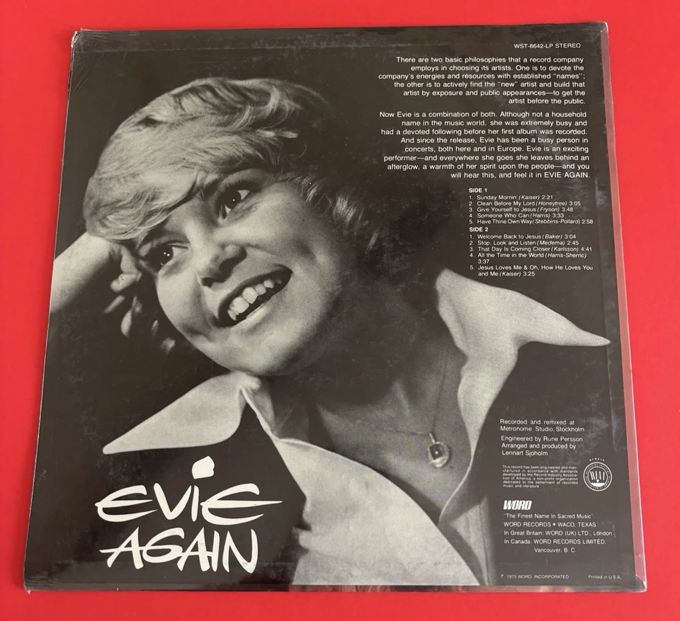 EVIE - Evie Again 1975 SEALED LP vinyl Word Records Sacred WST-8642-LP Stereo Foto 2 de 4