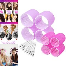 Self Grip Hair Rollers 16 Piece Set Jumbo Large with Clips No Heat Curlers for