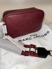 Marc Jacobs Sultry Red Crossbody Embossed Logo Detachable Strap Gold Hardware