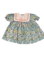 Vtg Cradle Togs Baby Girl Dress 12 Months Floral Bob Collar