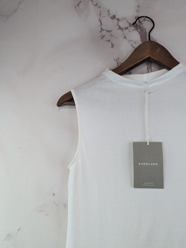 Everlane Tank Top Womens Small White The Pima Micro Rib Funnel Neck Supima Mock - Picture 2 of 7