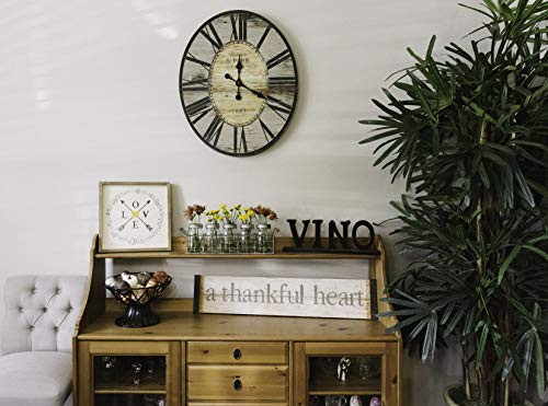 Distressed Wood Wall Clock, Grey 29" Oval Gray - Picture 3 of 7