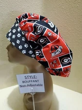 Georgia Bulldogs Women's Bouffant Surgical Scrub Hat/Cap Handmade
