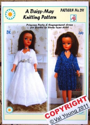 PUPPEN STRICKANLEITUNG Nr. 291 für eine Barbie oder Sindy Puppe. Ein Daisy May Schnittmuster