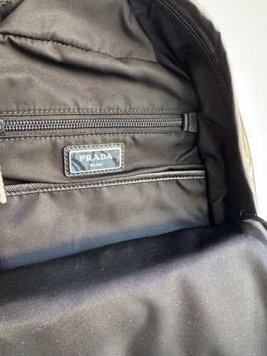 PRADA Tessuto Nylon Saffiano Silver Metallic Sling Small Backpack - Picture 9 of 11