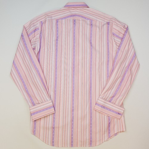 Camisa Paul Smith Para Hombre 41 16 Se Ajusta Como Grande Calce Regular Rosa Rayas Gemelos - Imagen 11 de 12
