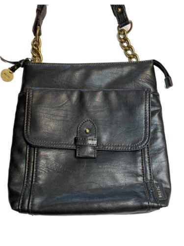 Relic Black Leather Crossbody Bag with Brass Accents - Picture 2 of 9