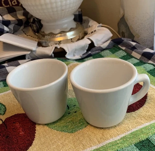 Set 2 Vintage REGO Restaurant Ware Coffee Mugs Off White Cups 652-02