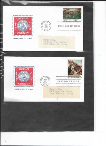 1975 US Bicentennial--Lexington & Concord(SC# 1563),Bunker Hill (SC# 1564) FDCs