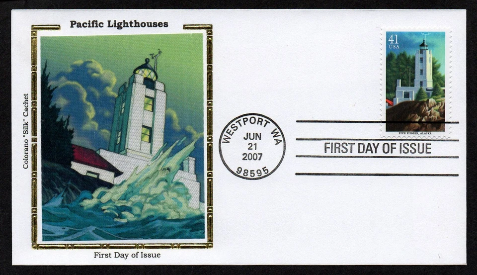 USA, SCOTT # 4146-4150, SET OF 5 COLORANO FDC COVERS - PACIFIC LIGHTHOUSES 2007 - Image 3 of 4