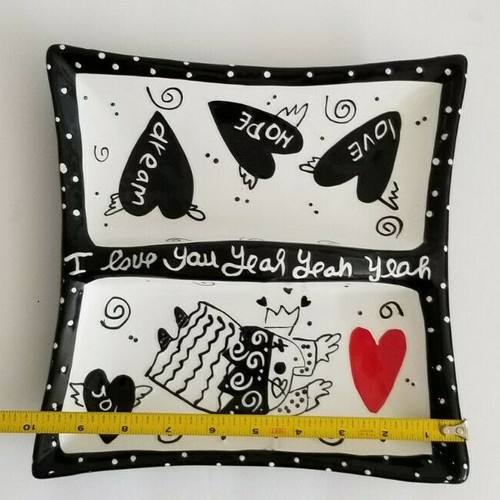With Love Joanne Delomba For Lotus Ceramic Tray Dish 10x10 I Love You Yeah - Picture 7 of 10