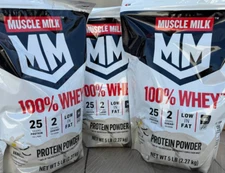 Muscle Milk 100% Whey Protein Powder Vanilla 5 Pound 25g Protein 3pk check BB!