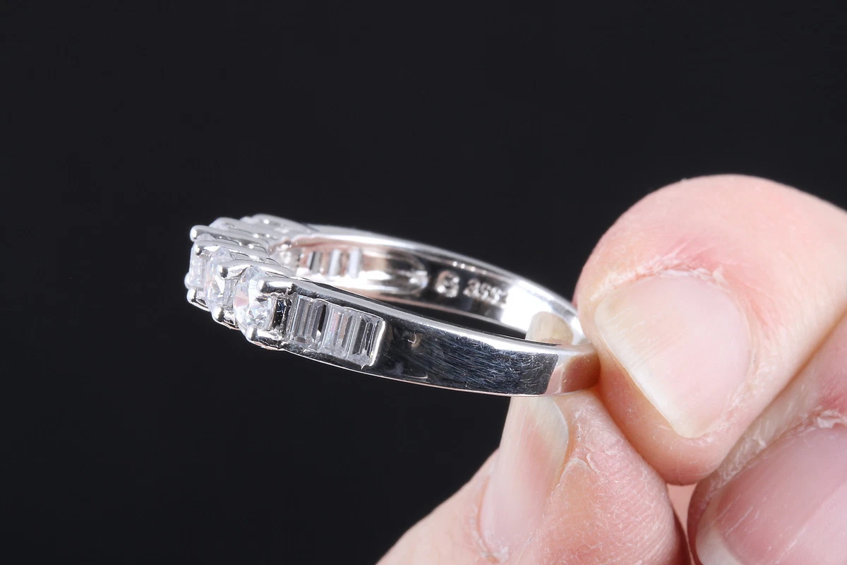 3SS3 STERLING SILVER CLEAR CRYSTALS RING SIZE 9 925 FINE 0896 eBay