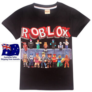 Roblox Boys Kids Summer T Shirt Short Sleeve T Shirt Top Size 4 12 Au 100 Cotton Ebay - roblox fortnite t shirt fotos