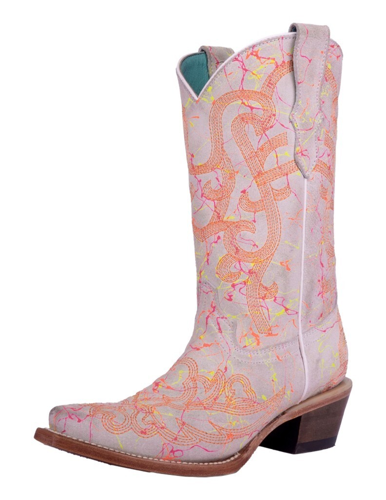 Corral Western Boots Girls Embroidery Black Light Res Alcalaf T0156