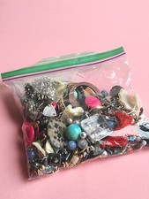 Junk Jewelry Bag Lot Of Mixed Craft Broken Repair Missing Stones Approx 1LB