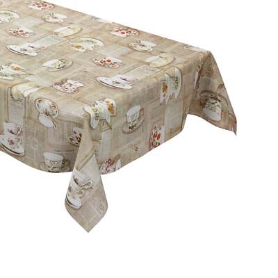 MEWATU Wachstuch Tischdecke K39A Tassen Zeitungen K39A eckig rund oval