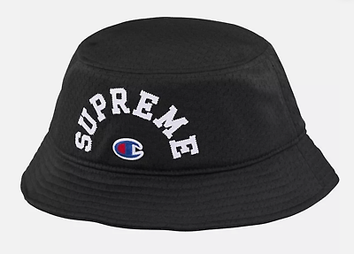 Supreme New Champion Mesh Crusher Bucket Hat Black CS7 Supreme New Champion Mesh Crusher Bucket Hat Black CS7