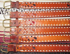 Vintage Western C M Buckstitch Inlay Leather Belts 6 pc Size 22 NEW