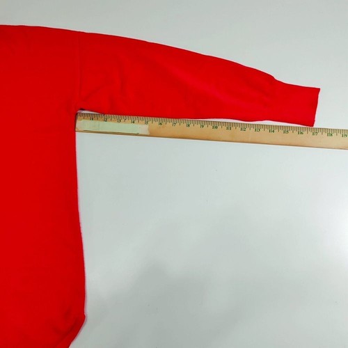 Oversized Red Crewneck Sweater Size M Long Sleeve Curved Hem Pullover - Picture 5 of 9